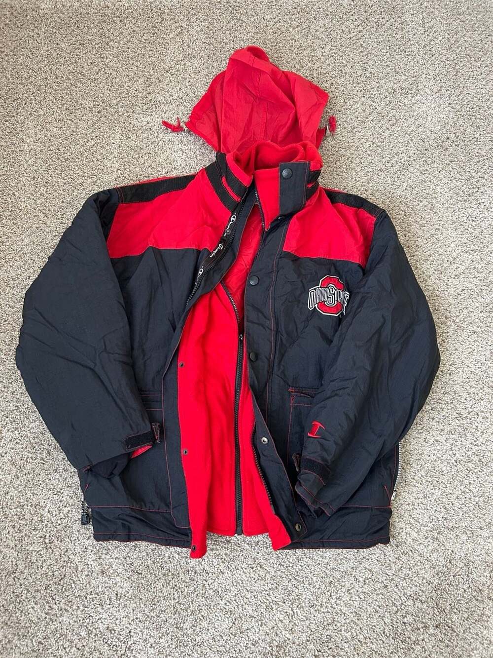 Vintage Champion Ohio State Buckeyes Puffer Jacket Size XL